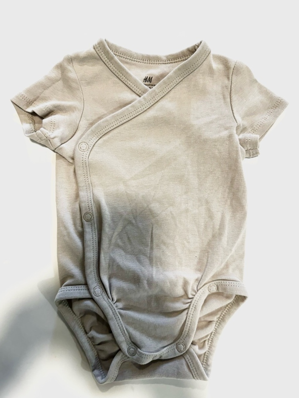 H&M Cream Short-Sleeve Wrap Baby One-Piece